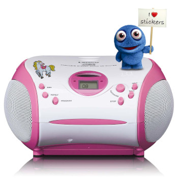 SCD-24PK KIDS Boombox met cd-speler fm-radio en stickers roze Product foto